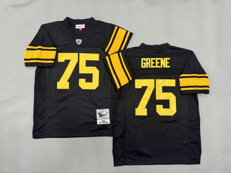 Men 2025 Pittsburgh Steelers #75 Greene black Throwback Limited NFL Jersey style 001->pittsburgh steelers->NFL Jersey
